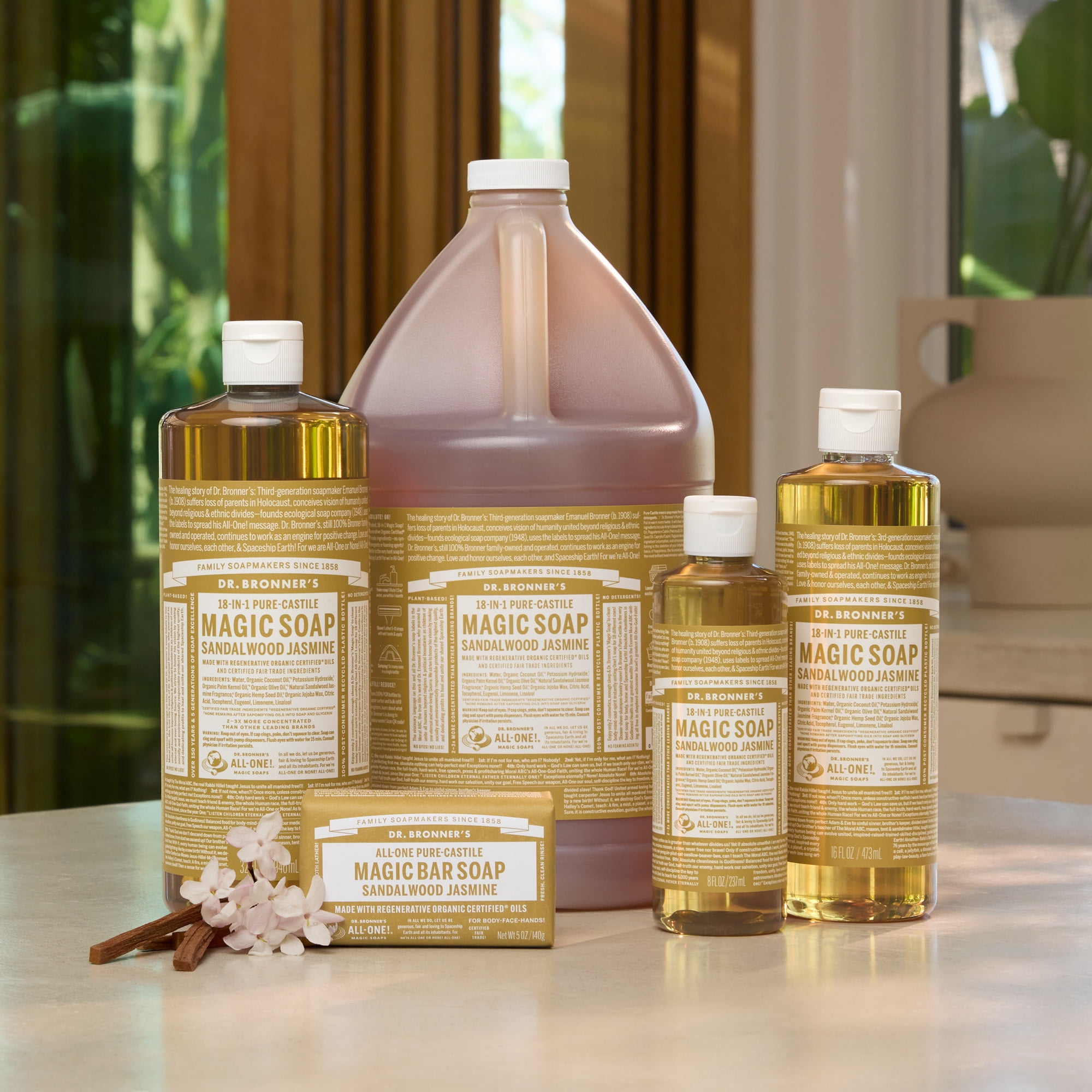 Dr.Bronner's Magic Soap, Sandalwood Jasmine, Pure-Castile Body Wash Liquid Soap, 32 fl oz