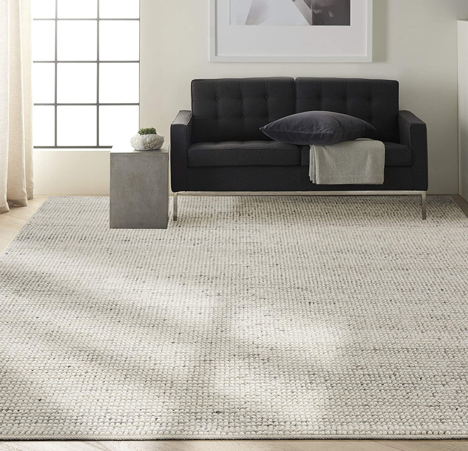 Calvin Klein Textured Dots Silver 79 x 99 Area Rug, Modern, Solid, Easy  Cleaning, Non Shedding, Bed Room, Living Room, Dining Room, Kitchen 8 x 10  