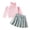 Pink, variant on Girls Summer Off Shoulder Fringe Top Denim Pleated Skirt Toddler Kids Outfit White 4-5 Years