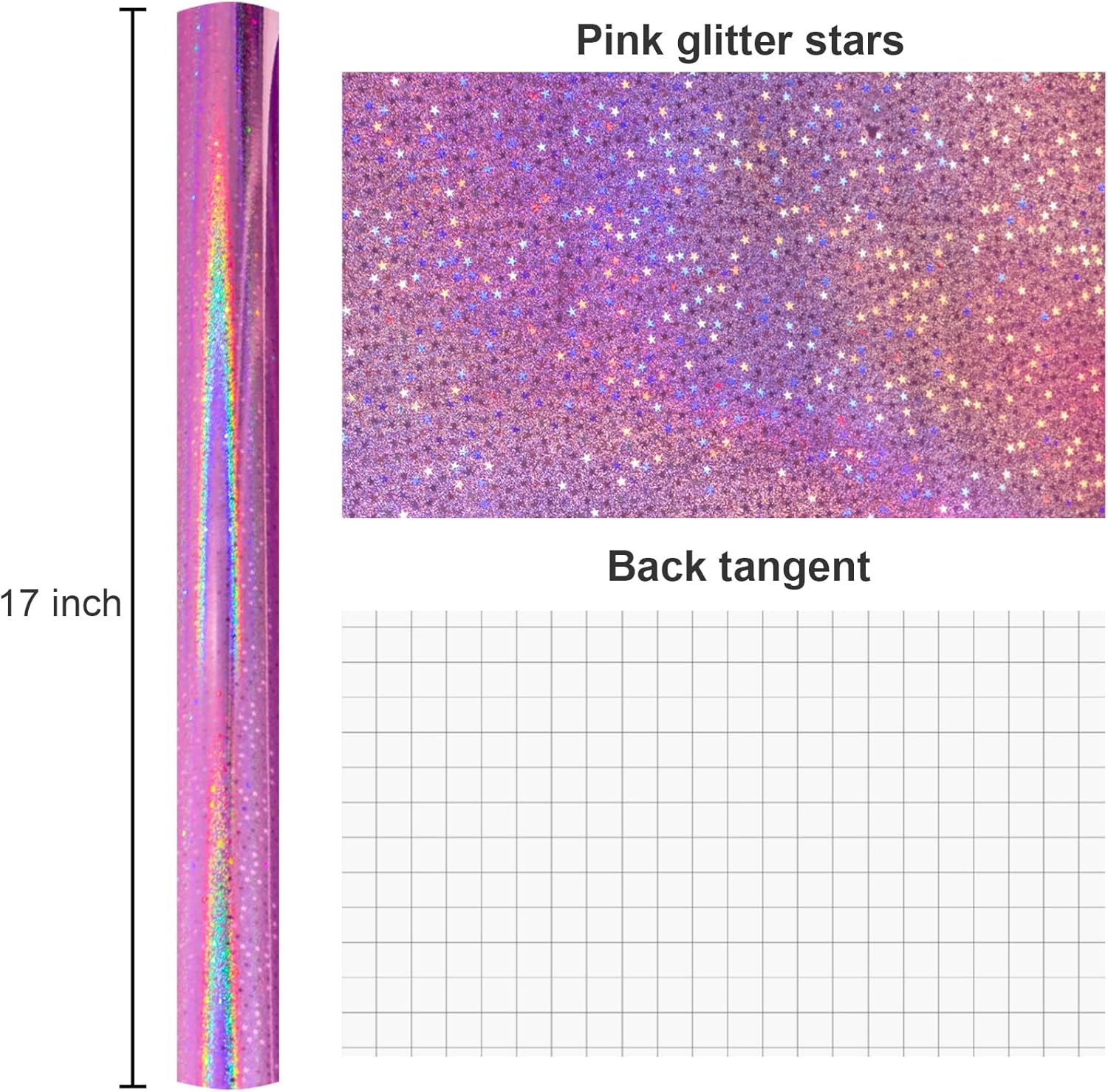 HOMERAL Holographic Star Pink Wrapping Paper - 17in x 32.8ft photo 2