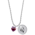thumbnail image 1 of Delight Jewelry Purple Crystal Heart Silvertone Script Initial Disc - V - Charm Necklace, 20"+3", 1 of 4
