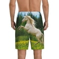 thumbnail image 4 of Lsque Horse Rearing Up In The Field Mens Sleep Pajama Shorts,Short Pajama Pants, Cotton Ultra-Soft Knit-X-Large, 4 of 9