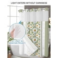 thumbnail image 4 of No Hook Shower Curtain with Snap in Liner,White Daisy Flower Sage Green Stripe Waterproof Bath Curtain Double Layers with See Through Top Window,Watercolor Floral Hotel Shower Curtains 36x72in, 4 of 9