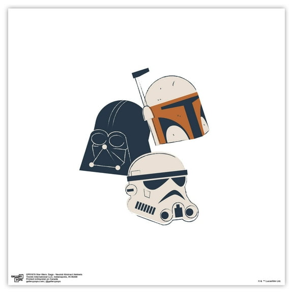 Gallery Pops Star Wars: Saga - Neutral Abstract Helmets Wall Art, Unframed Version, 12" x 12"
