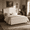 Cream, variant on VanAcc King Size Platform Bed Frame, Chenille Upholstered Sleigh Bed Frame with Scroll Wingback Headboard & Footboard/Button Tufted/Cream