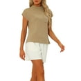 thumbnail image 4 of INSPIRE CHIC Casual 2 Pieces Outfits for Women's Loose Cap Sleeve Top High Waisted Shorts Sets Khaki White XS, 4 of 5
