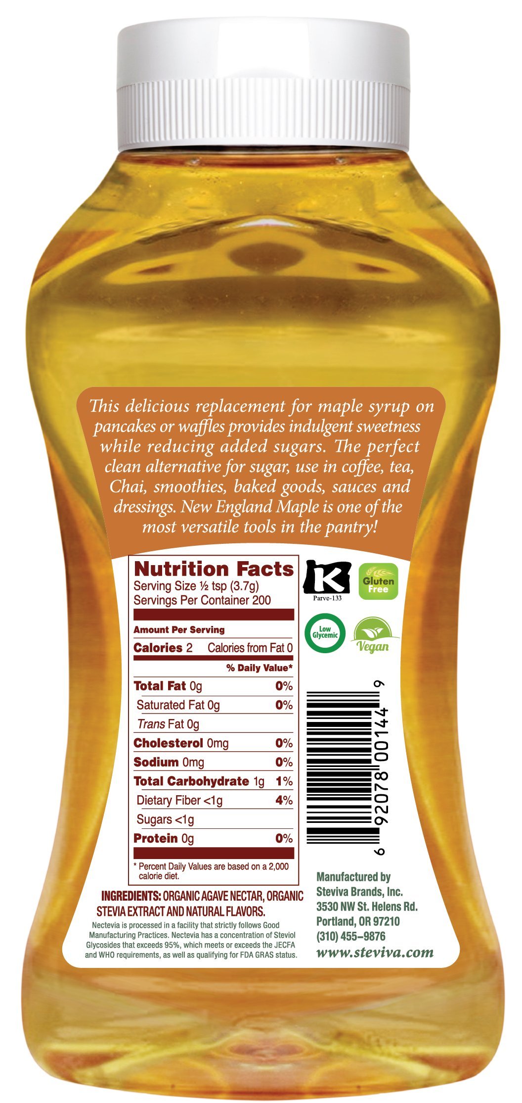 Nectevia New England Maple - Stevia Infused Agave Nectar, 2 Pack