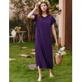 thumbnail image 4 of Oudiya Women's Nightgown Short Sleeve Loungewear Sleepwear Full Length Sleep Shirt with Pockets, M-4XL, 4 of 5