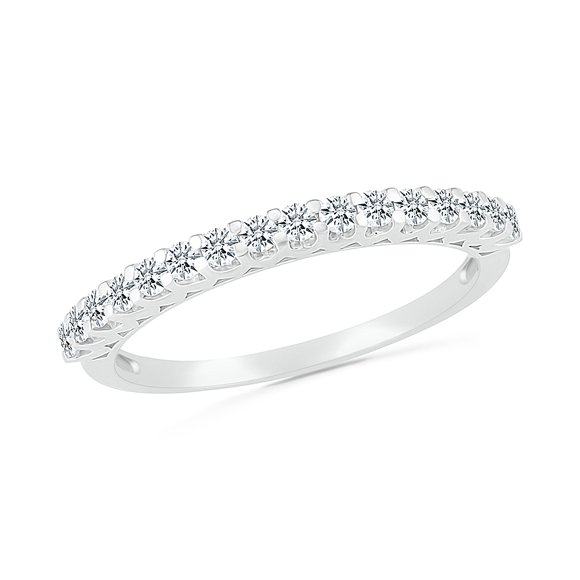DGOLD Bague d'Anniversaire Demi-Éternité en Or 10kt avec Diamant Rond Blanc pour Femmes (1/3 cttw)