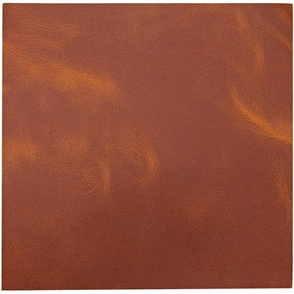 10 x 10 Inch Full Grain Leather Sheet 2mm Thick Leather Pieces Square Genuine Leather Fabric Sheets Glossy Cowhide Leather Scrap for DIY Crafts Bracelets Jewelry Making Sienna