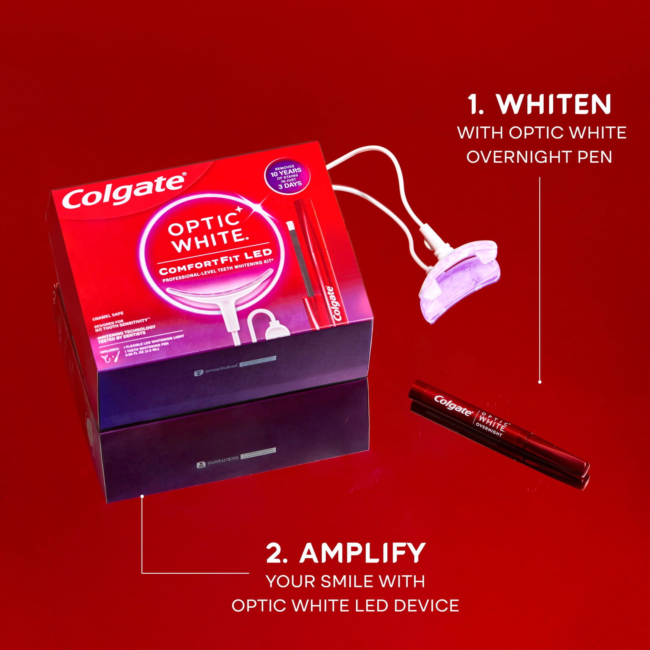 Colgate Optic White ComfortFit LED Hydrogen Peroxide Teeth Whitening Kit