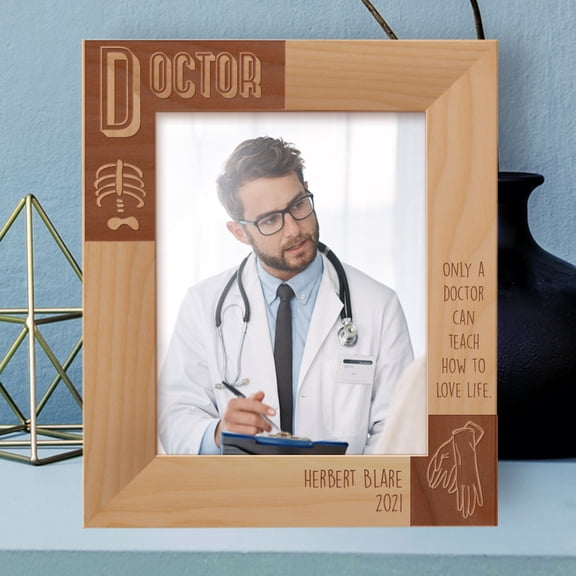 Only A Doctor Can Teach How To Love Life Personalized Wooden Frame 8" x 10" Brown (Vertical)