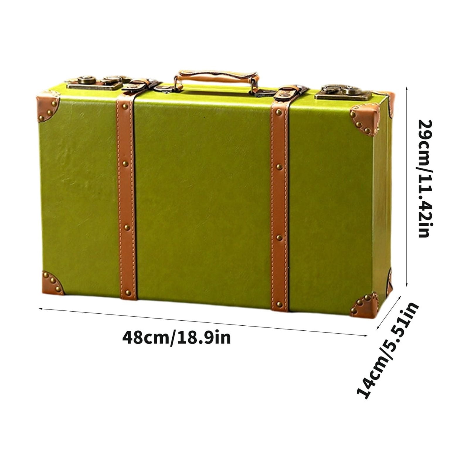 Handcrafted Leather Trunk Practical Carrying Case Decorative Clothes Storage Suitcase Photography Props Case