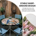 thumbnail image 5 of Birds Floral Fitted Tablecloth with Elastic Edged, Round Table Cloth for Dining Table, Farmhouse Pink Flower Leaf Wood Grain Brown Waterproof Oil Proof Table Cover for Indoor Outdoor 55"-60", 5 of 8
