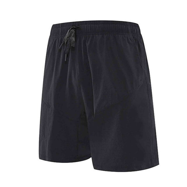 WRKEKC Summer Shorts for Men Solid Color Loose Fit Outdoor Running Quick Dry Softshell Breathable Fitness Training Drawstring Zipper Pocket 5-Inch