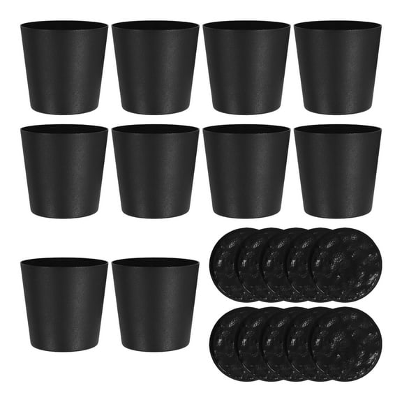 Zehuanyu 10 Pcs Plant Pots Indoor Flower with Cover Round Side Black
