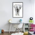 thumbnail image 2 of Stupell Industries Baby Elephant Simple Gray Framed Floater Canvas Wall Art design by Elena Markelova, 31 x 21, 2 of 9