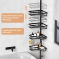 thumbnail image 4 of Black Shower Caddy Tension Pole with 2 Towel Bars, Adjustable Corner Bathroom Organizer, Rustproof Bathtub Storage Shelves for Shampoo, 25–114.2 Inch Shower Corner Rack for Renters & Family, 4 of 8