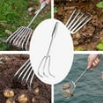 thumbnail image 6 of Stainless Steel Garden Rake, 8-tooth Heavy Duty Rake with Carbon Steel Head & Ergonomic Handle, Non-slip Grip for Effortless Leaf Cleanup and Soil Leveling, Ideal for Yard Maintenance and, 6 of 9
