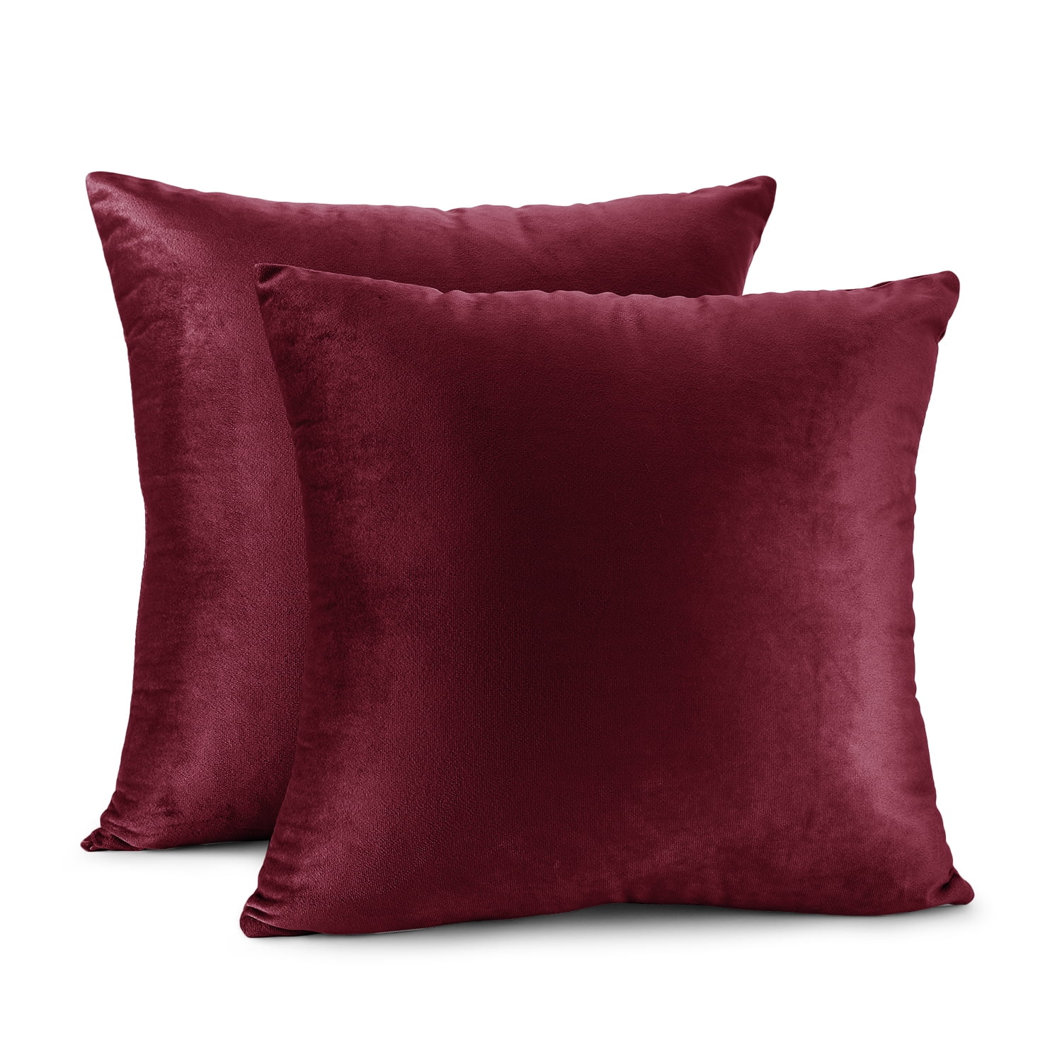 Clara Clark Plush Solid Decorative Microfiber Square Throw Pillow Cover with Throw Pillow Insert for Couch, Red, 22"x22"", 4 Piece Decorative Soft Throw Pillow Set