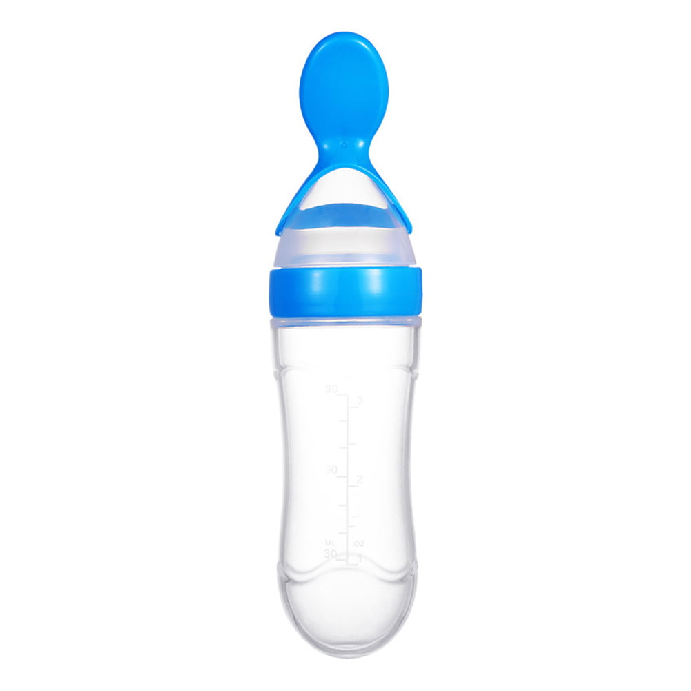 Silicone Bottle Squeeze Feeding Nipple Spoon Rice Paste Baby Food Feeder 