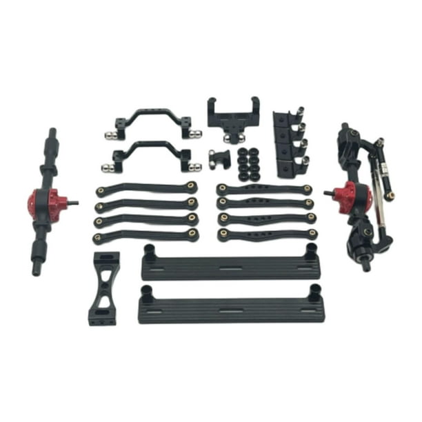 Kit de actualizaciones 1/16 RC, conjunto de eje delantero y trasero, torre de choque delantera y trasera, soporte de Servo de dirección para vehículos negro