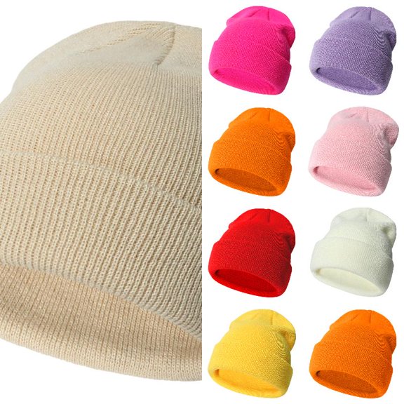Wdgfv Unisex Kids Ribbed Knit Beanie Hat, Soft Stretch Solid Plain Winter Warm Skull Cap, Thermal Windproof Cold Weather Hat for Boys Girls 2-6 Years