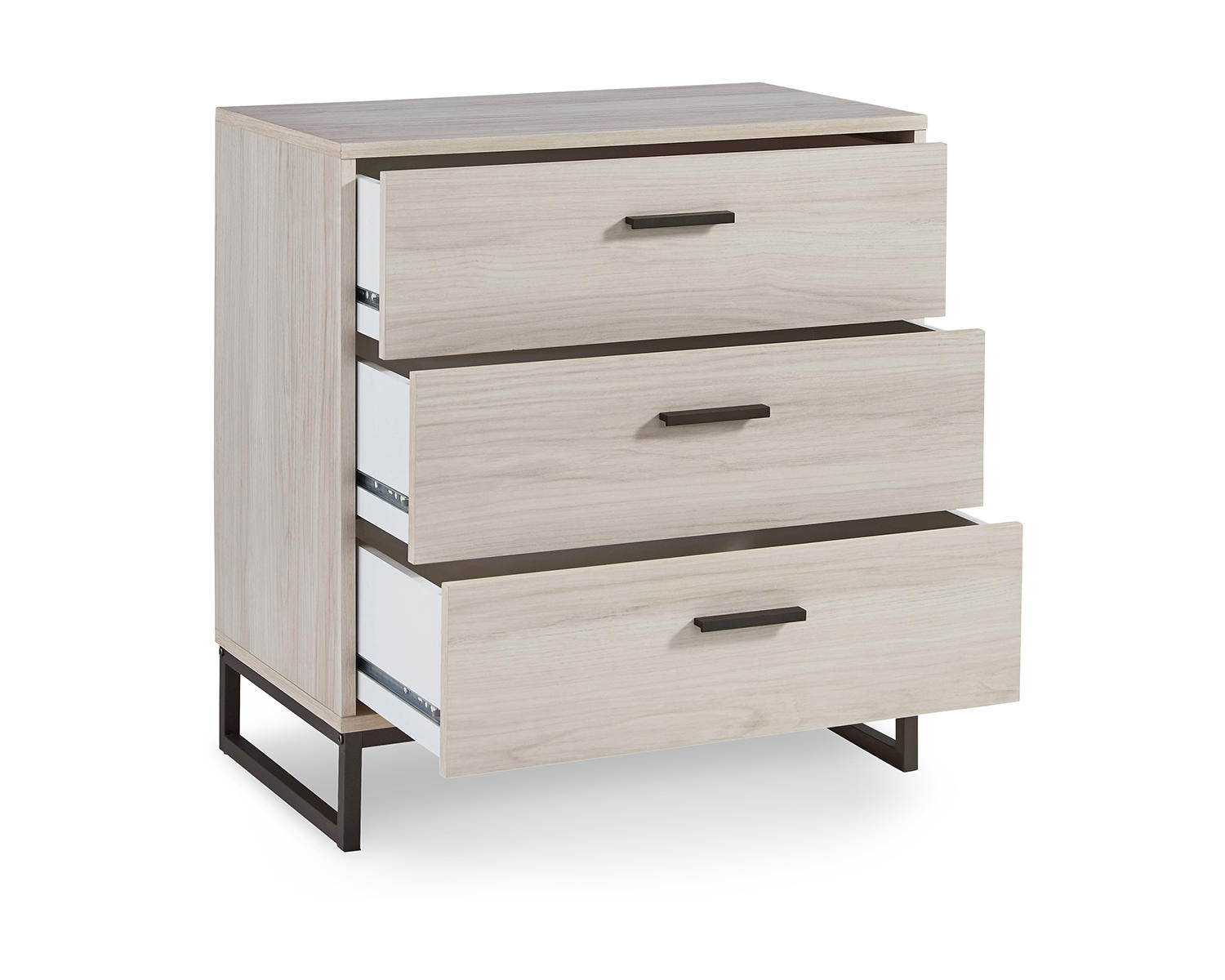 Signature Design by Ashley Socalle Modern Industrial 3 Drawer Chest of Drawers, Natural Beige