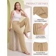 thumbnail image 5 of TELALEO Women's Wide Leg Palazzo Pants, Flowy Drawstring Elastic Waist Trousers with Pockets, Summer Casual Beach Vacation Pants Size M, 5 of 7