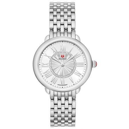 Michele Serein Mid Stainless Steel Diamonds Silver Dial Womens Watch