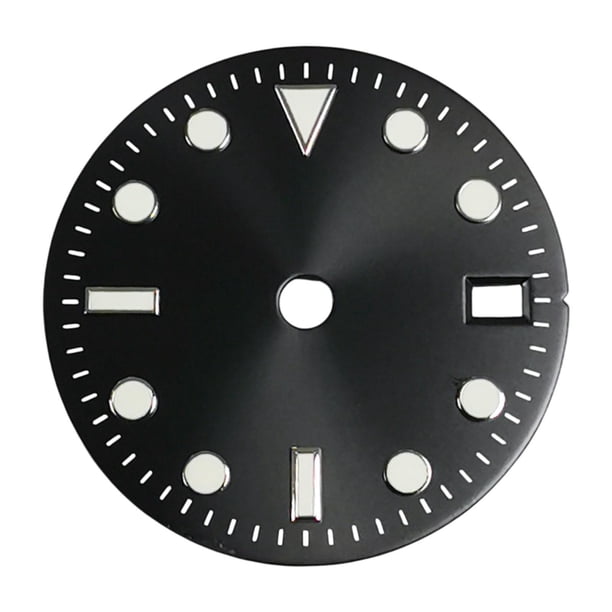Esfera de reloj de 29 mm, luminosa verde para movimiento NH34, accesorio de reparación resistente, esfera de reloj práctica portátil de moda de Metal Negro