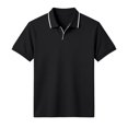 thumbnail image 4 of Men Polos Shirt Short Sleeve V Neck Lapel Vintage T Shirts Causal Loose Fashion Breathable Golf Tees (4XL, Black), 4 of 8