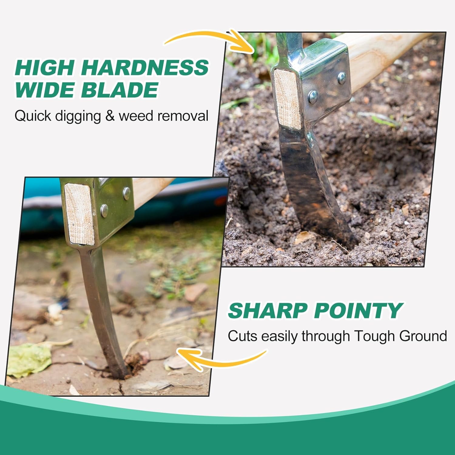 Berry&Bird Garden Pick Mattock Hoe Stainless Steel Pickaxe Hoe Garden Hand Tool