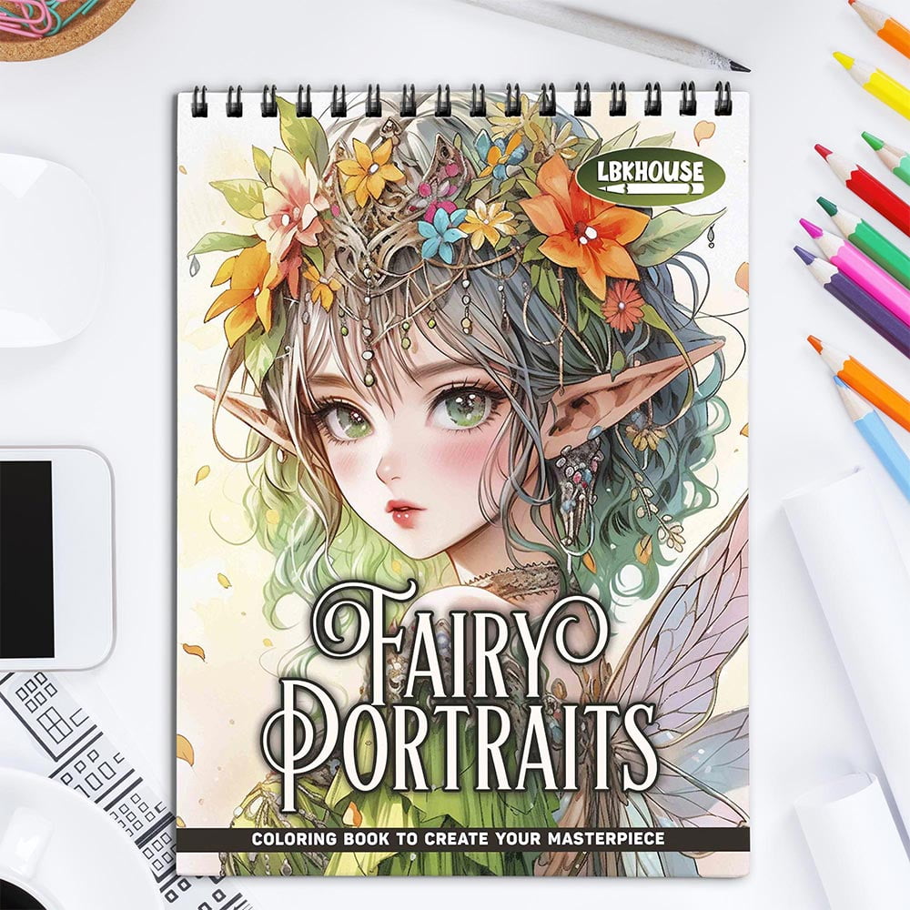 LBKHOUSE Fairy Portraits Coloring Book for Adult Spiral Bound Soft Cover