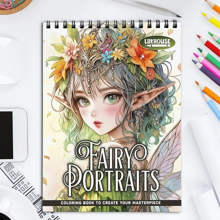 LBKHOUSE Fairy Portraits Coloring Book for Adult Spiral Bound Soft Cover