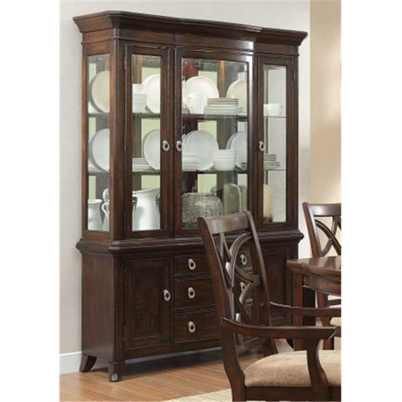 Home Elegance 2546-50 Keegan Buffet and Hutch in Rich Brown Cherry