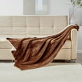 thumbnail image 3 of Sherpa Throw Blanket Super Soft Flannel Reversible Ultra Plush Fleece TV Blanket Brown 50x60, 3 of 7