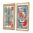 thumbnail image 3 of Designart "Vintage Bauhaus Stamp Geometric Retro III" Modern Geometric Framed Wall Art Set Of 2 - Modern Blue Gallery Wall Frame Set For Home Decor, 3 of 6