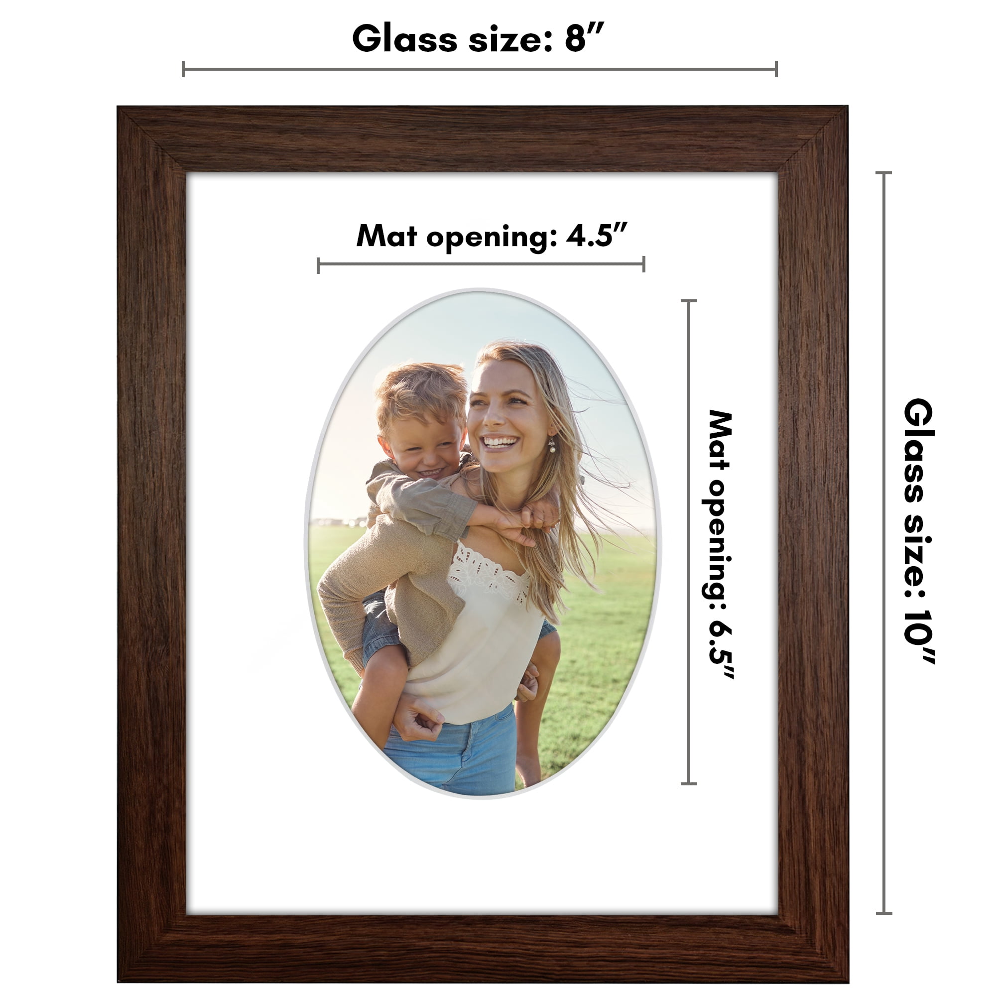 Americanflat 8" x 10" Picture Frame with Oval-Shaped Mat - Walnut