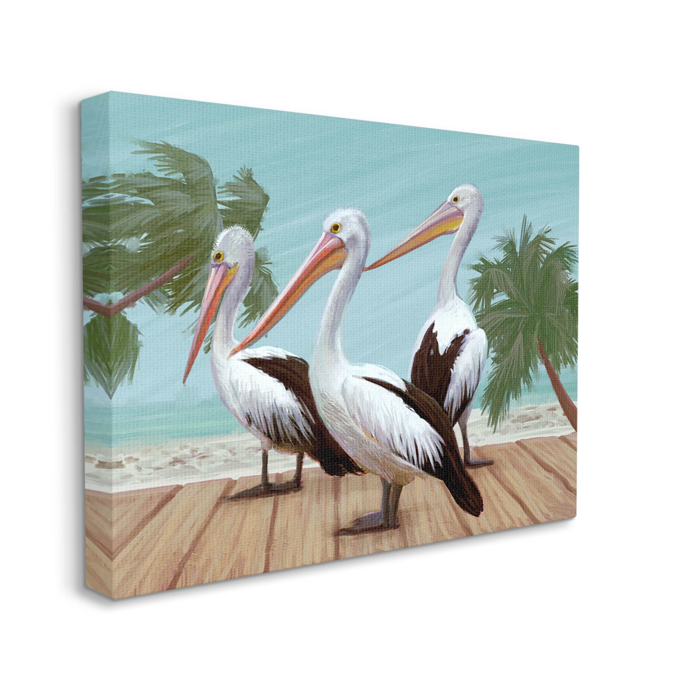 Stupell Industries Tropical Pelicans Beach Boardwalk Painting Gallery Wrapped Canvas Print Wall Art, Design by Ziwei Li