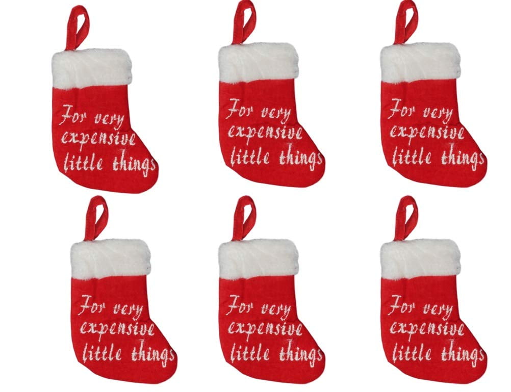 Set of 6 Pairs Mini Christmas Stockings Assorted 12 Count Pack 