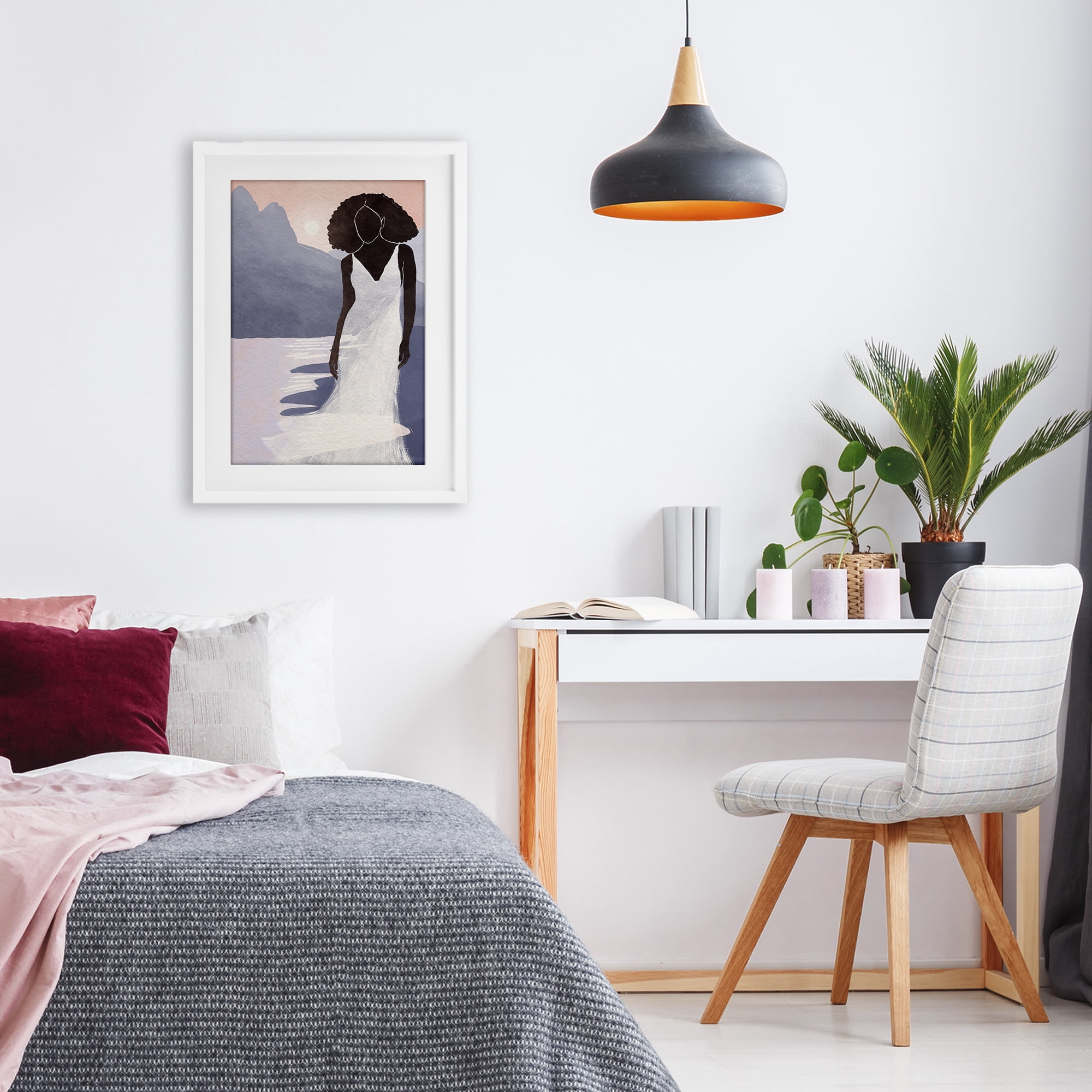 Stupell Industries White Gown Silhouette at Sunset White Framed Print Under Glass, design by Yuyu Pont