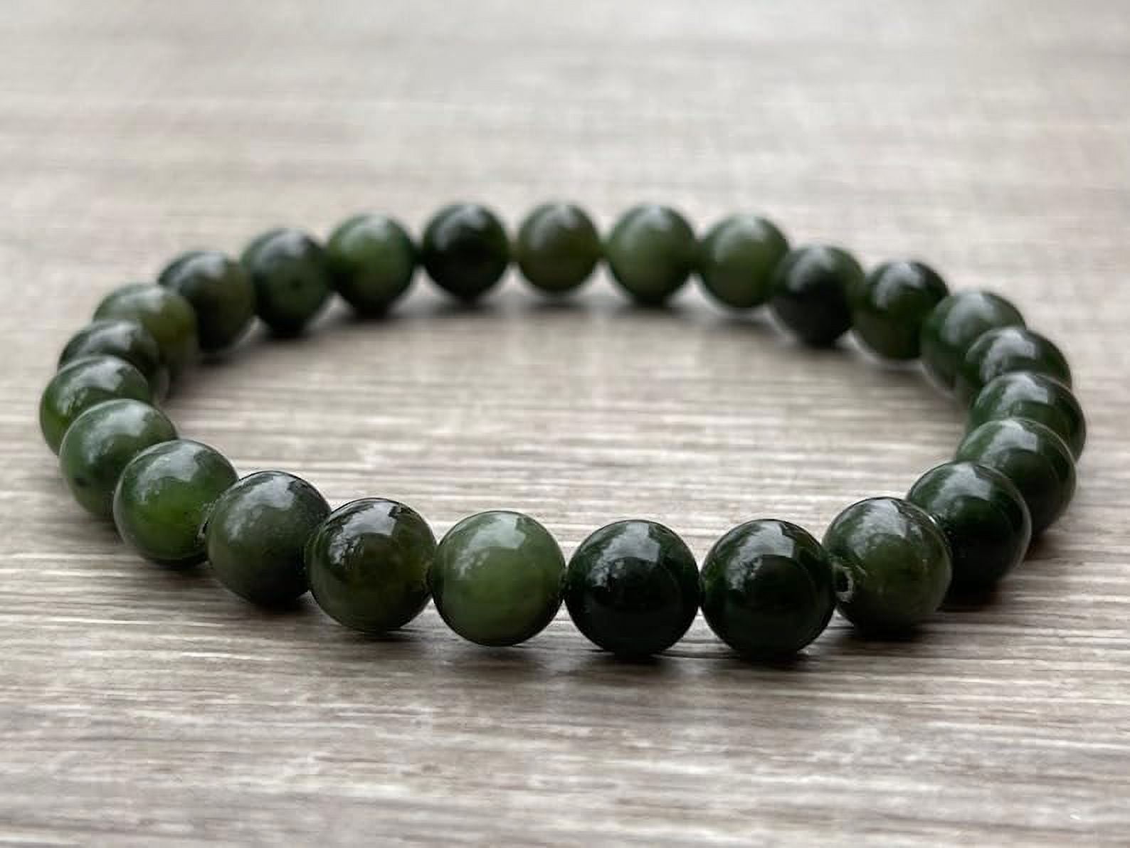 Nephrite Jade Crystal Bead Bracelet 6-8mm, Wholesale Genuine Nephrite Jade Stretch Gemstone Bracelet, Nephrite Jade Gift for Men & Women (2)