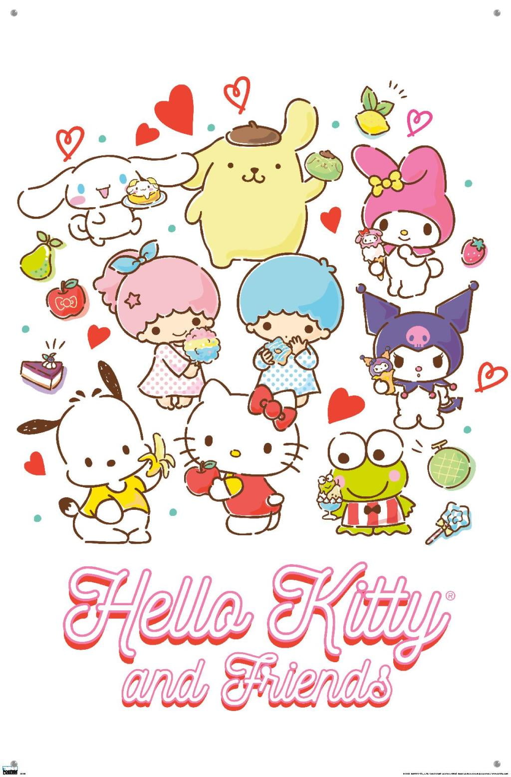 Hello Kitty and Friends - Kawaii Favorite Flavors Wall Poster with Pushpins, 22.375" x 34"