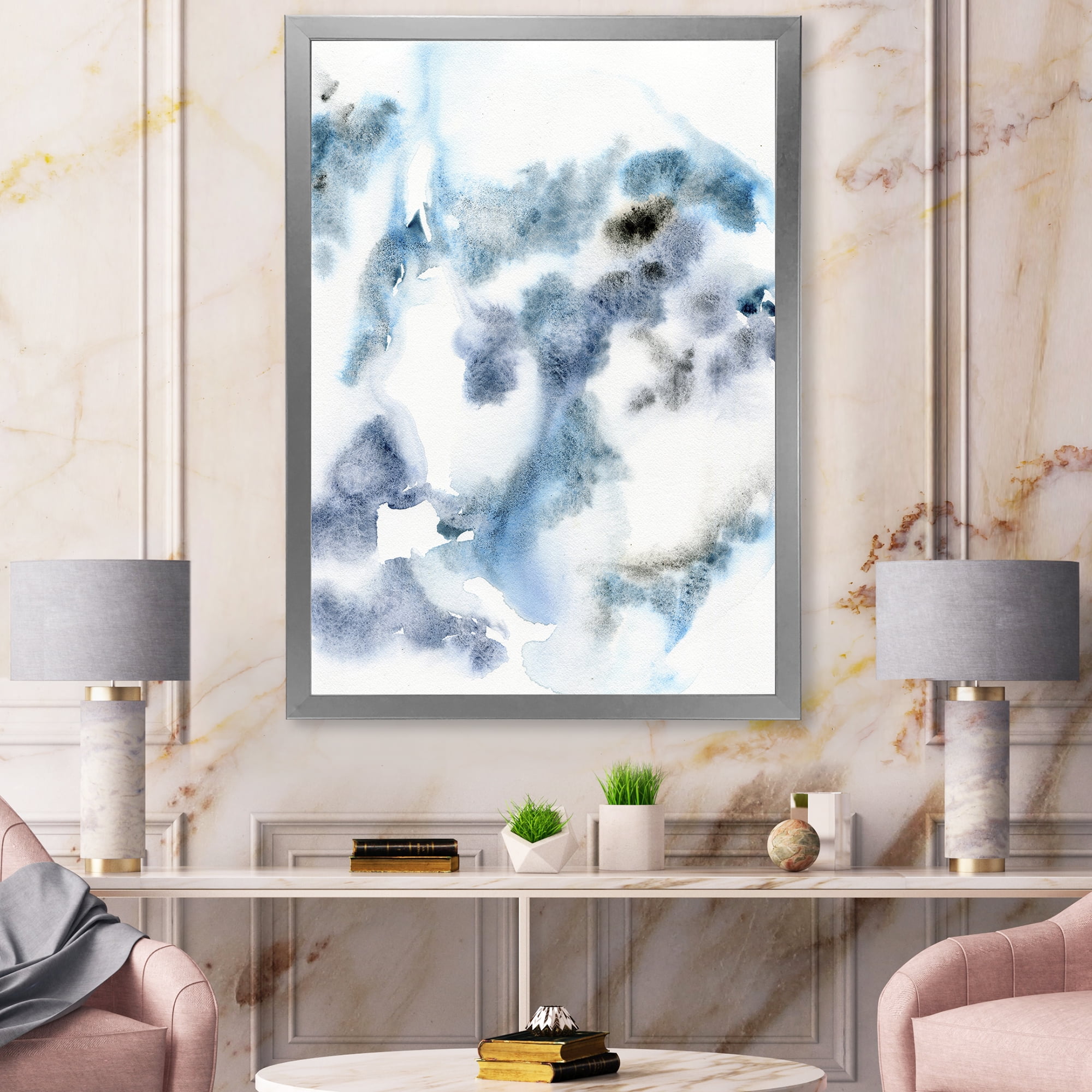 Designart 'Abstract Of Clouds Dark Blue Colored III' Modern Framed Art Print