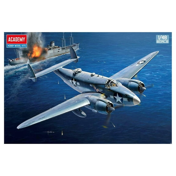 Academy 12347 1/48 US Navy PV-1 Ventura Solomon Islands Battlefield Plastic Model, Molded Color