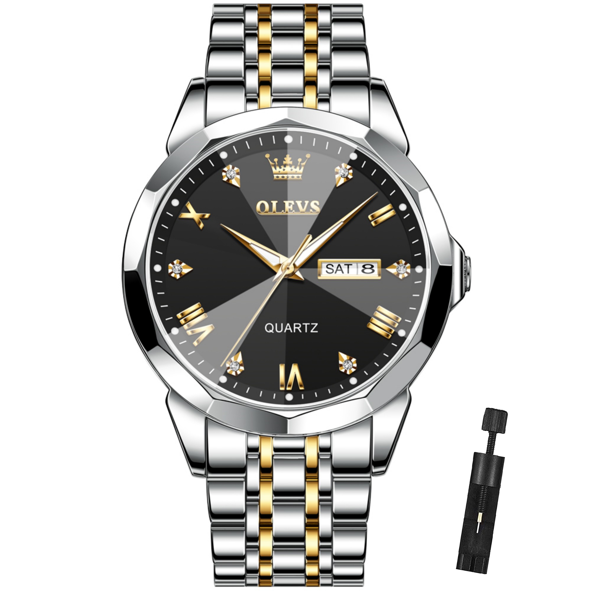 OLEVS Men's Business Dress Watch Two Tone Gold photo 6