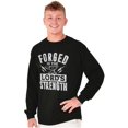 thumbnail image 5 of Forged in Lord's Strength Christian Long Sleeve TShirt Men Women Brisco Brands S, 5 of 6
