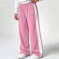 thumbnail image 5 of HAOTAGS Girls Sweatpants (5-15) Wide Leg Elastic Waist Pockets Side Stripe Track Pants Pink Size 7, 5 of 9