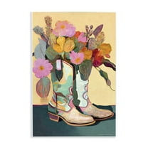 Stupell Industries Bright Cowgirl Florals Plants & Flowers Painting Unframed Art Print Wall Art, 13 x 19